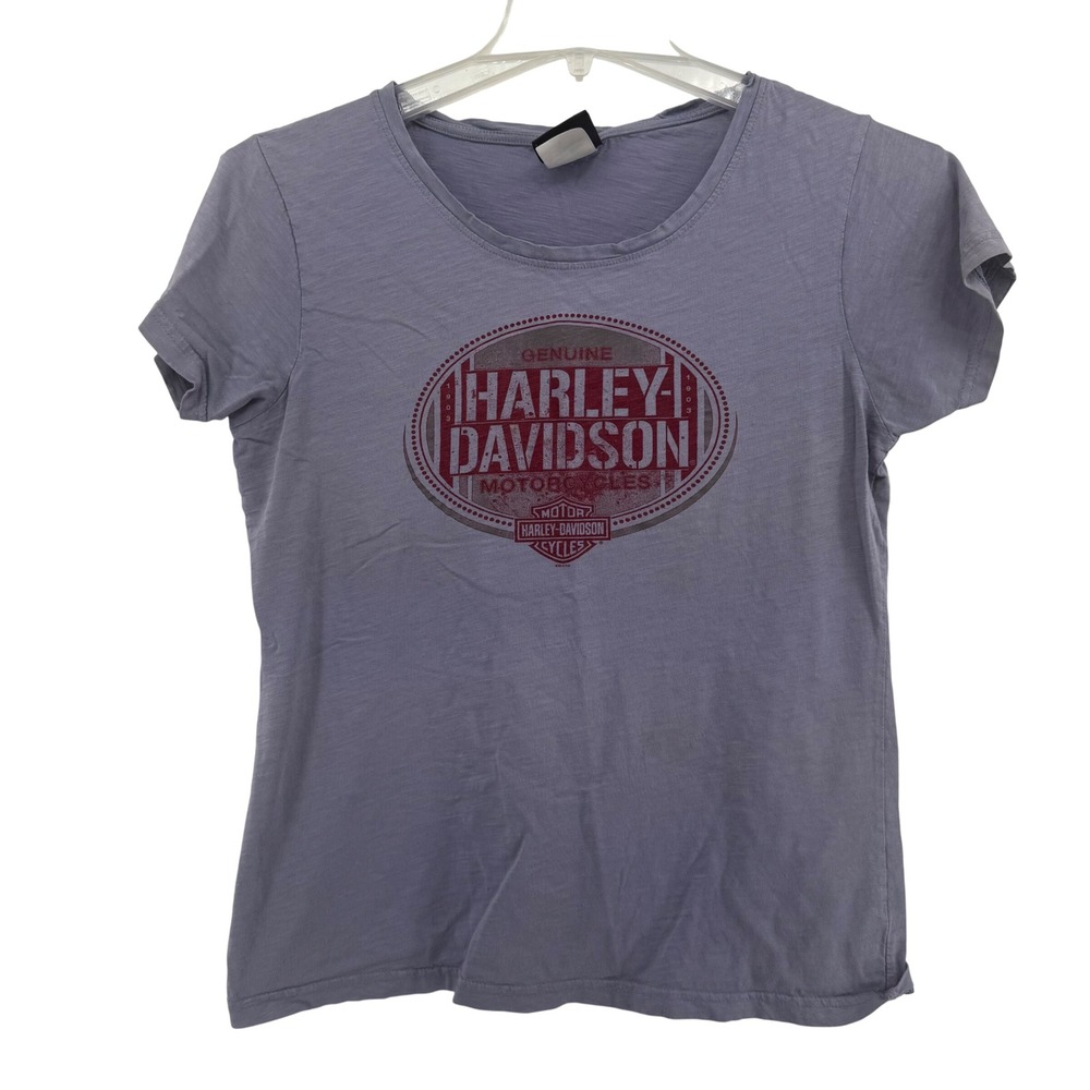 Harley Davidson Motorcycles Graphic T Shirt Womens Large Purple Short Sleeve
